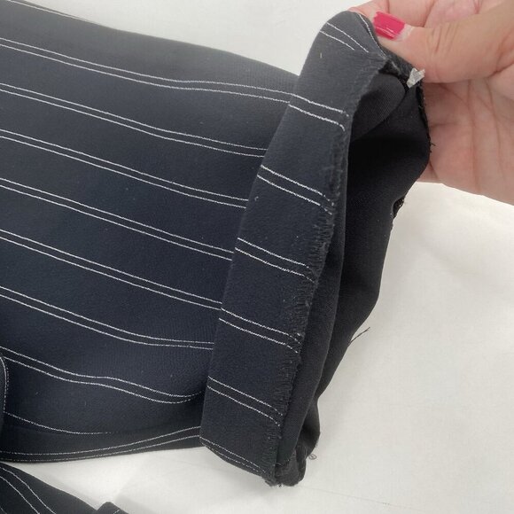 ARITZIA Wilfred Size 6 Black Striped Trousers Pants High Waist Belted - Picture 12 of 12